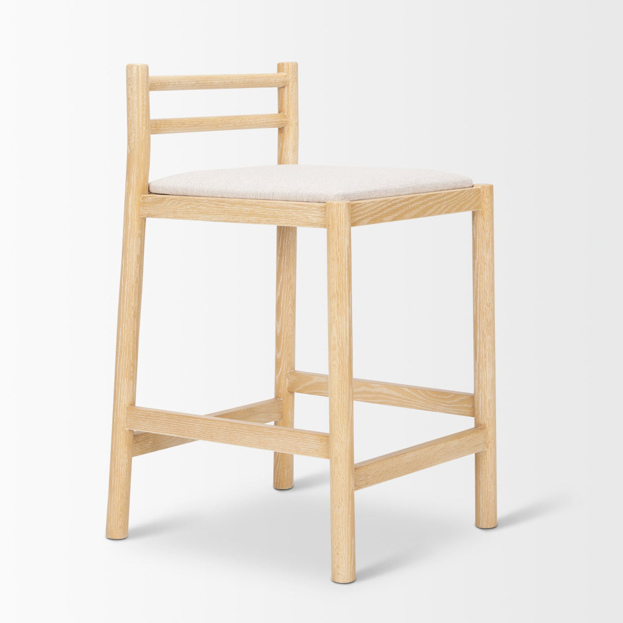 Sam Counter Stool W/ Light Brown Wood Frame and Beige Upholstered Seat from Mercana - Luna Furniture
