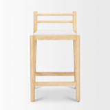 Sam Counter Stool W/ Light Brown Wood Frame and Beige Upholstered Seat from Mercana - Luna Furniture
