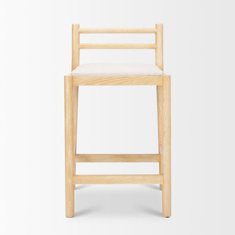 Sam Counter Stool W/ Light Brown Wood Frame and Beige Upholstered Seat from Mercana - Luna Furniture