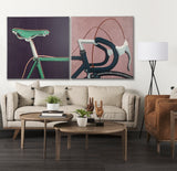 Bike Handle Pink by Alarm a Hand Embellished Textured Canvas from Mercana - Luna Furniture