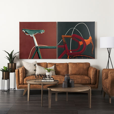 Bike Saddle Orange by Alarm a Hand Embellished Textured Canvas from Mercana - Luna Furniture