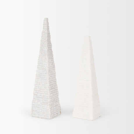 Pyramis White Rough Marble Obelisk 13" from Mercana - Luna Furniture
