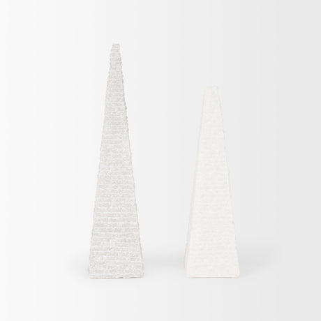 Pyramis White Rough Marble Obelisk 13" from Mercana - Luna Furniture