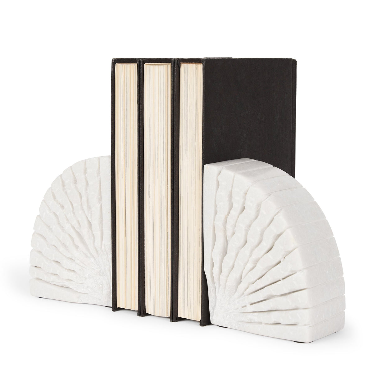 Stept White Marble Bookends w/rough carving (set of 2) from Mercana - Luna Furniture