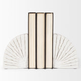 Stept White Marble Bookends w/rough carving (set of 2) from Mercana - Luna Furniture