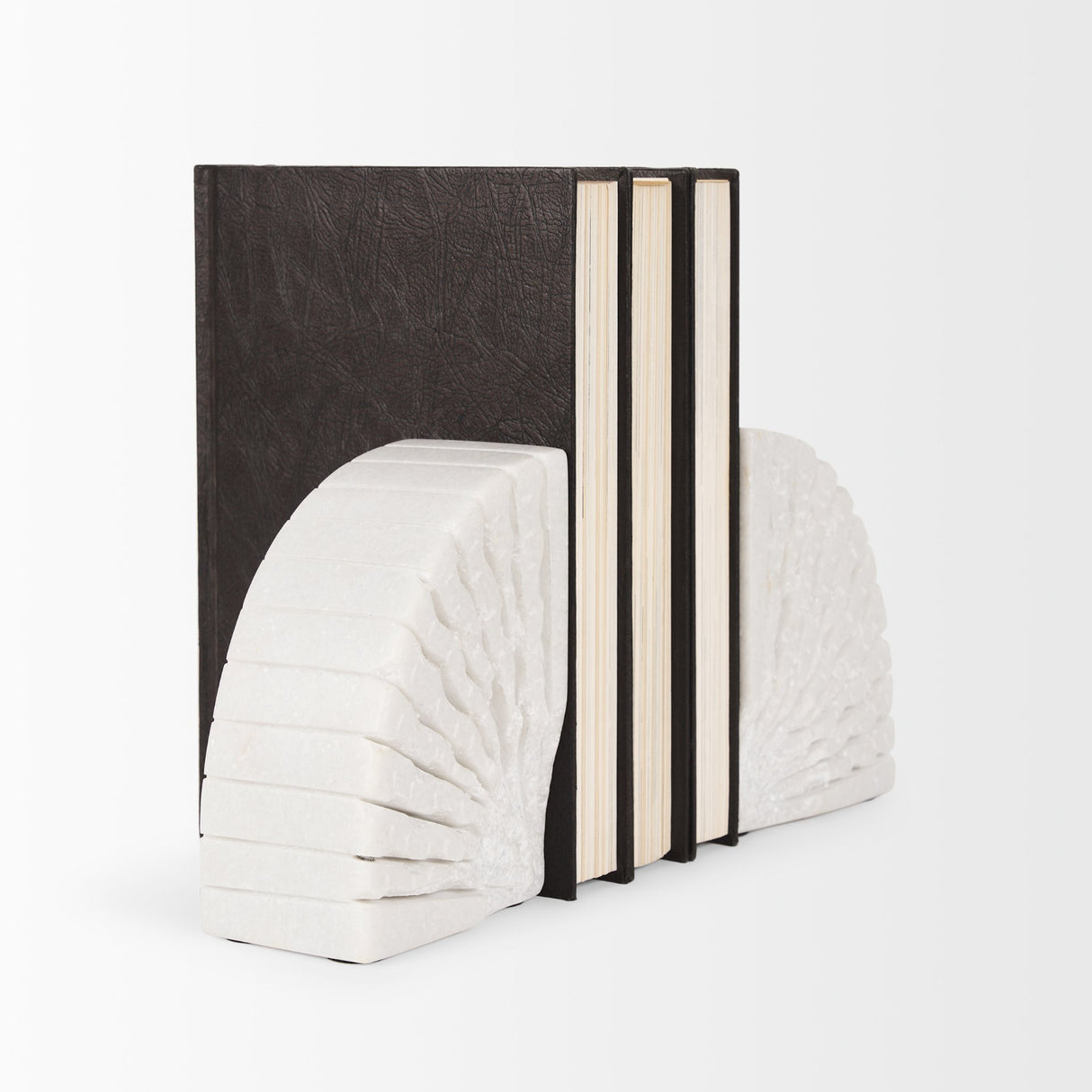Stept White Marble Bookends w/rough carving (set of 2) from Mercana - Luna Furniture