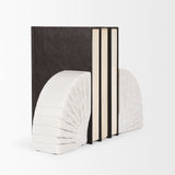 Stept White Marble Bookends w/rough carving (set of 2) from Mercana - Luna Furniture