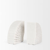 Stept White Marble Bookends w/rough carving (set of 2) from Mercana - Luna Furniture