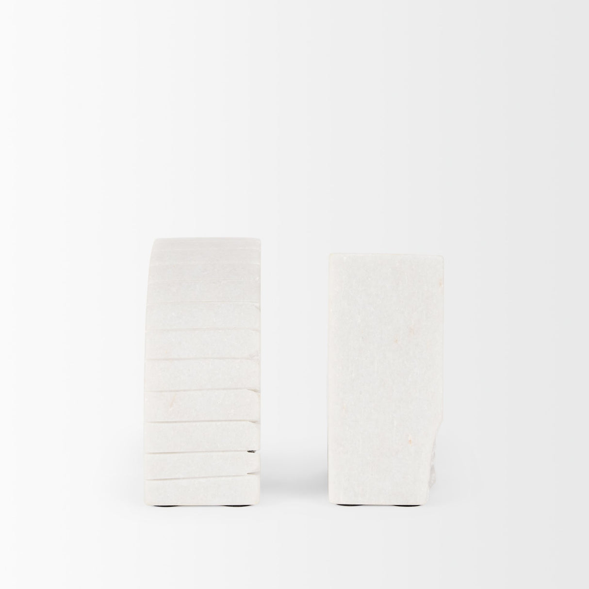 Stept White Marble Bookends w/rough carving (set of 2) from Mercana - Luna Furniture
