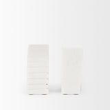 Stept White Marble Bookends w/rough carving (set of 2) from Mercana - Luna Furniture