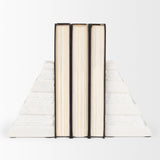 Cavetto White Marble Bookends w/rough carving S/2 from Mercana - Luna Furniture