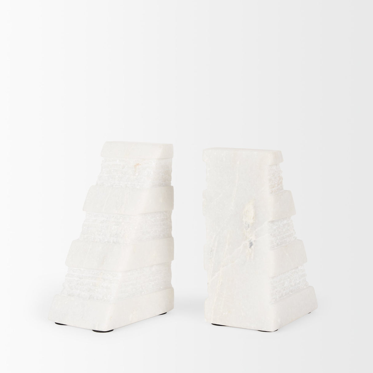 Cavetto White Marble Bookends w/rough carving S/2 from Mercana - Luna Furniture