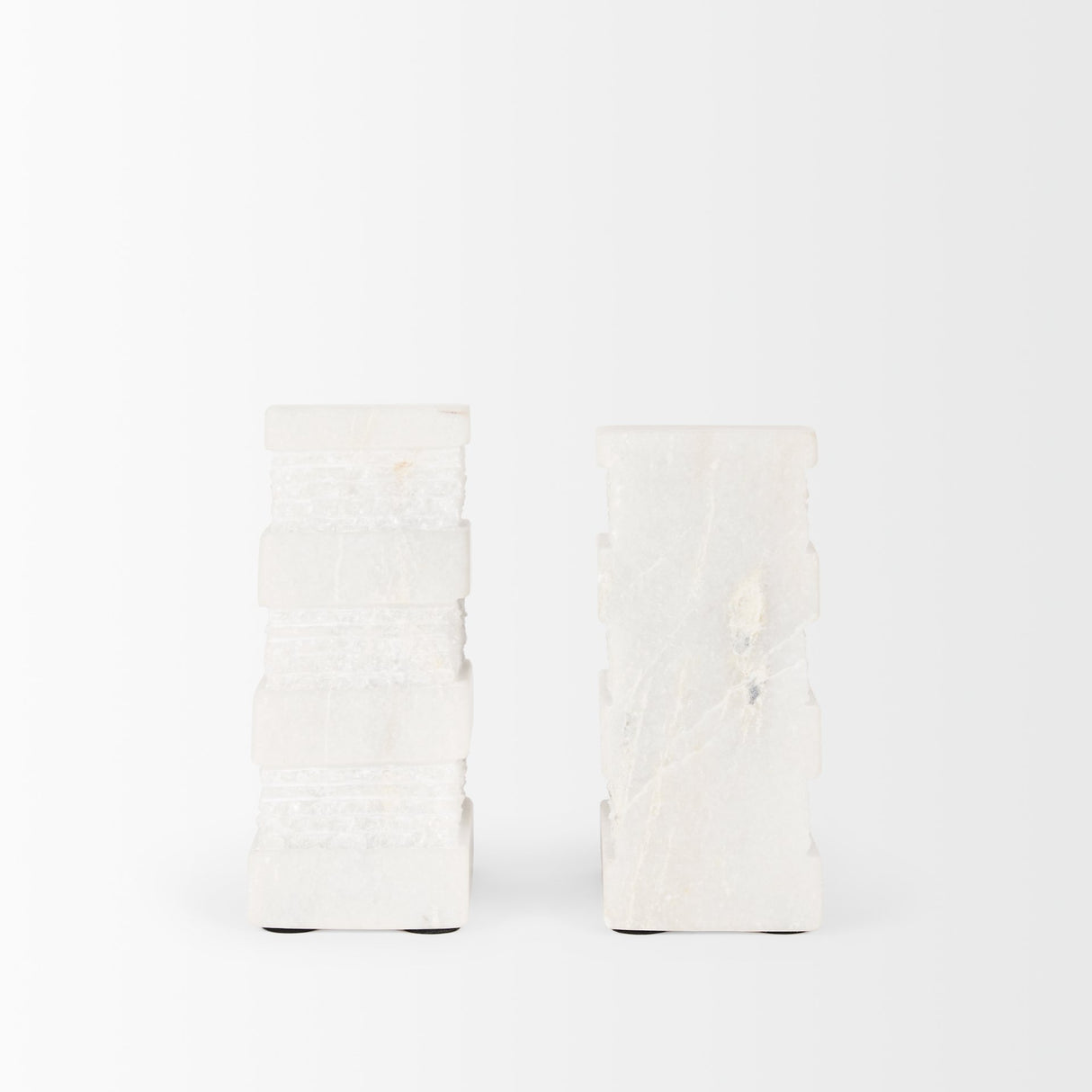 Cavetto White Marble Bookends w/rough carving S/2 from Mercana - Luna Furniture