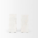 Cavetto White Marble Bookends w/rough carving S/2 from Mercana - Luna Furniture