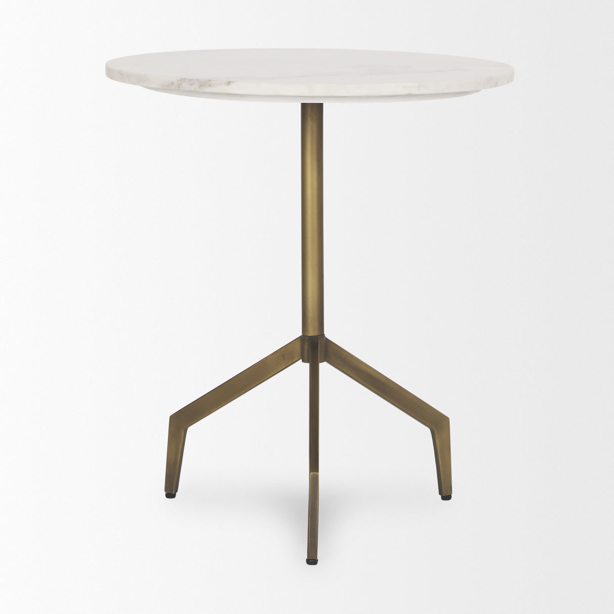 Serre Marble Top 3 Prong Gold Metal Base End Table from Mercana - Luna Furniture