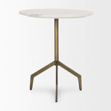 Serre Marble Top 3 Prong Gold Metal Base End Table from Mercana - Luna Furniture