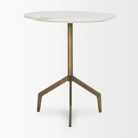 Serre Marble Top 3 Prong Gold Metal Base End Table from Mercana - Luna Furniture