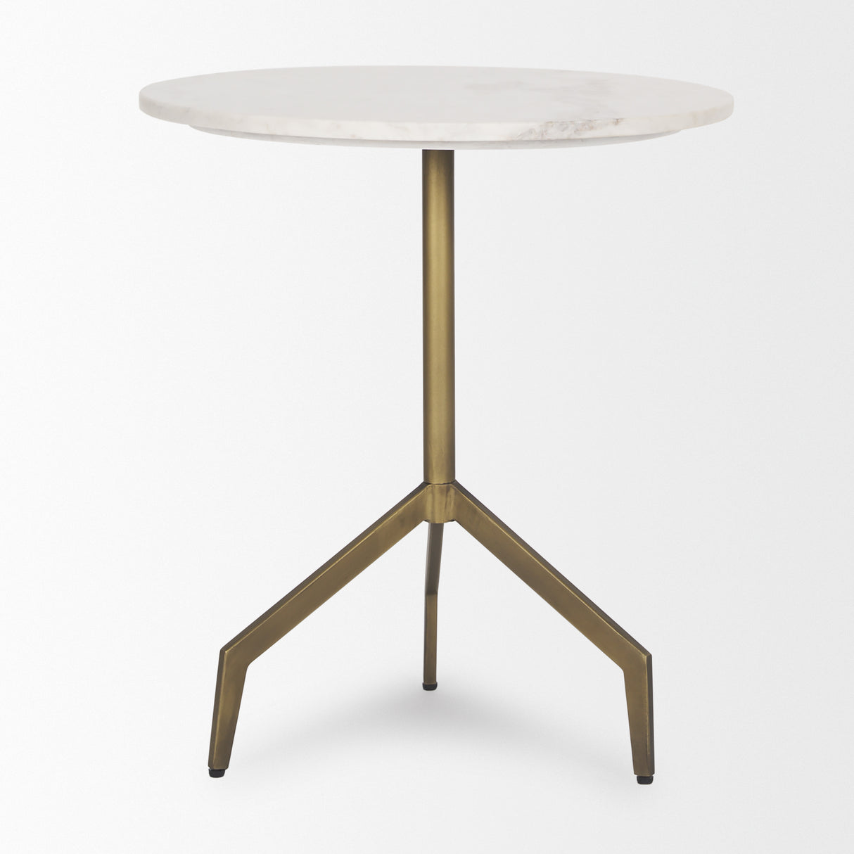 Serre Marble Top 3 Prong Gold Metal Base End Table from Mercana - Luna Furniture