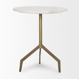 Serre Marble Top 3 Prong Gold Metal Base End Table from Mercana - Luna Furniture