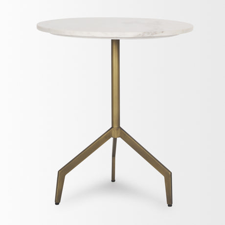 Serre Marble Top 3 Prong Gold Metal Base End Table from Mercana - Luna Furniture
