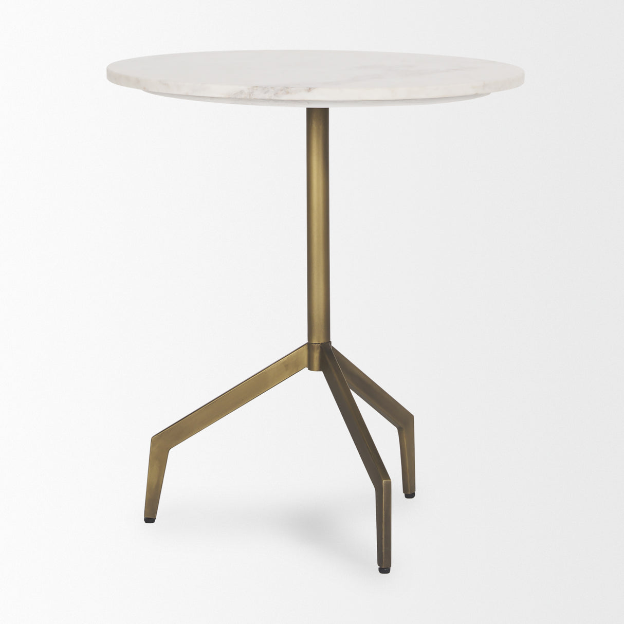 Serre Marble Top 3 Prong Gold Metal Base End Table from Mercana - Luna Furniture