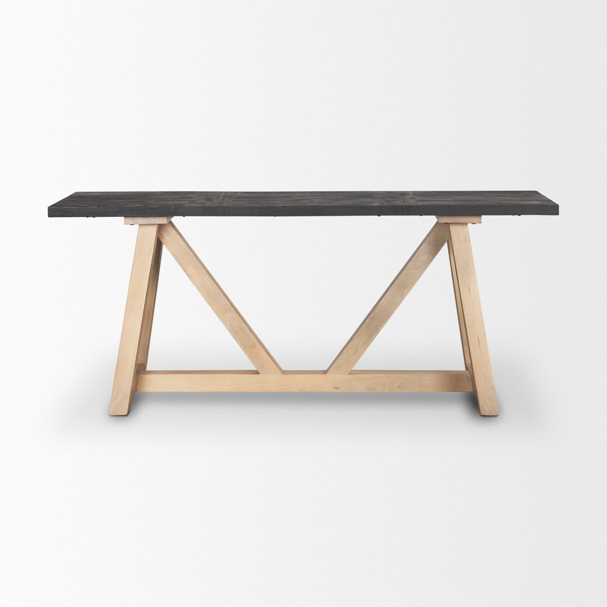 Rialto Two-Toned Black and Brown Wood Angular Leg Console Table from Mercana - Luna Furniture