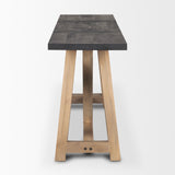 Rialto Two-Toned Black and Brown Wood Angular Leg Console Table from Mercana - Luna Furniture