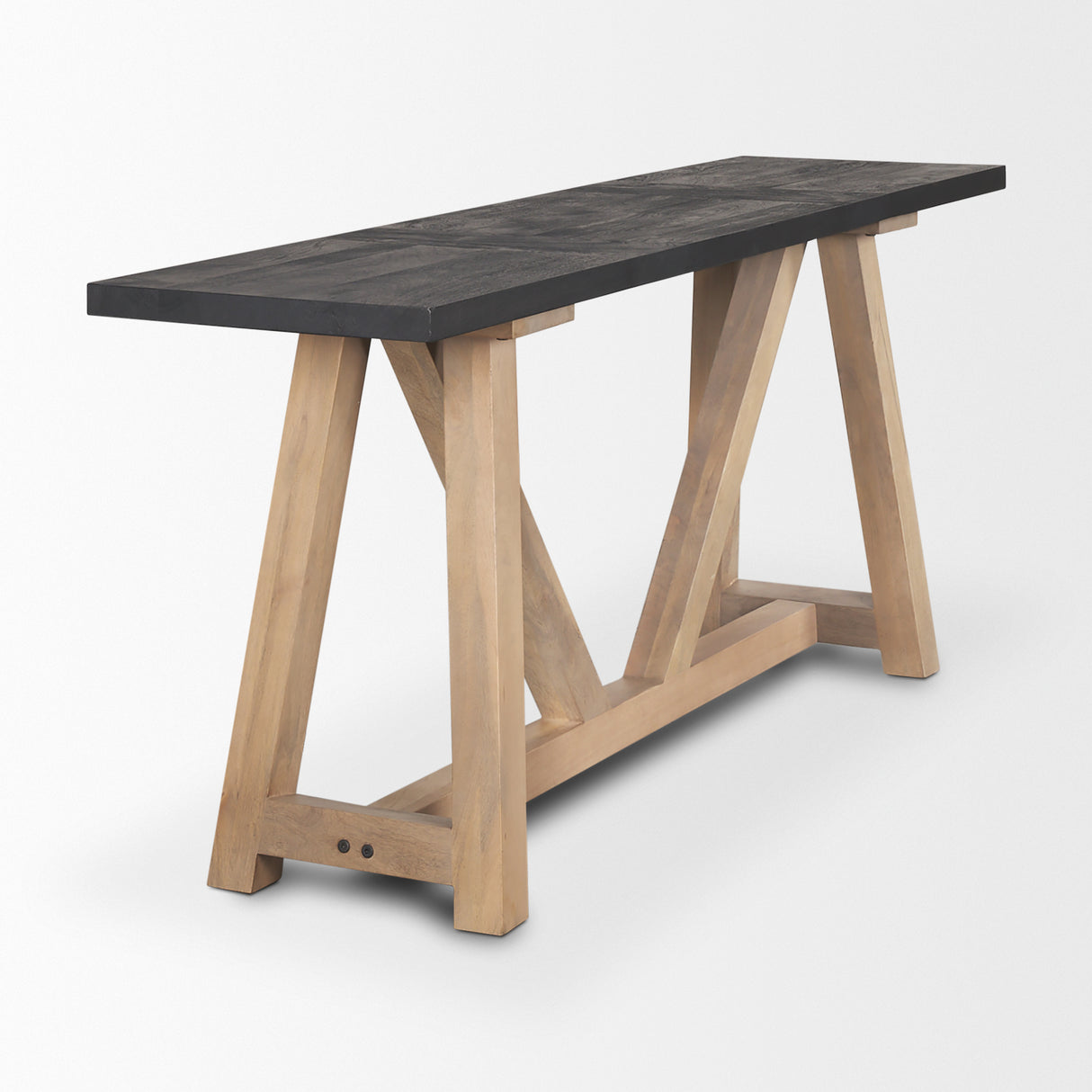 Rialto Two-Toned Black and Brown Wood Angular Leg Console Table from Mercana - Luna Furniture