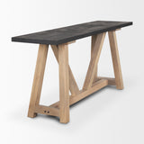 Rialto Two-Toned Black and Brown Wood Angular Leg Console Table from Mercana - Luna Furniture