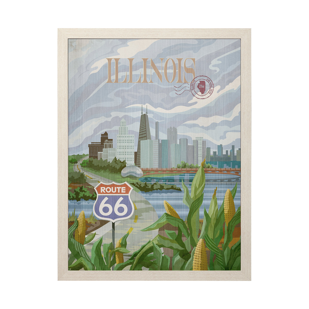 Illinois Go USA (L) by Mercana Studio a Hand Embellished Decograph Framed Art Print from Mercana - Luna Furniture