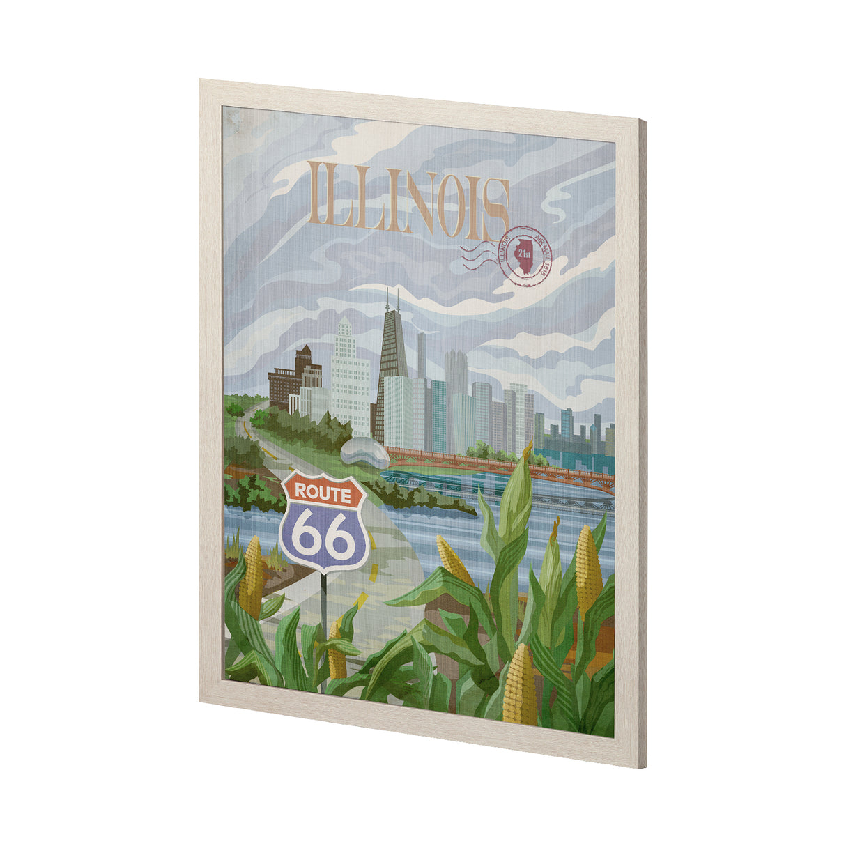Illinois Go USA (L) by Mercana Studio a Hand Embellished Decograph Framed Art Print from Mercana - Luna Furniture
