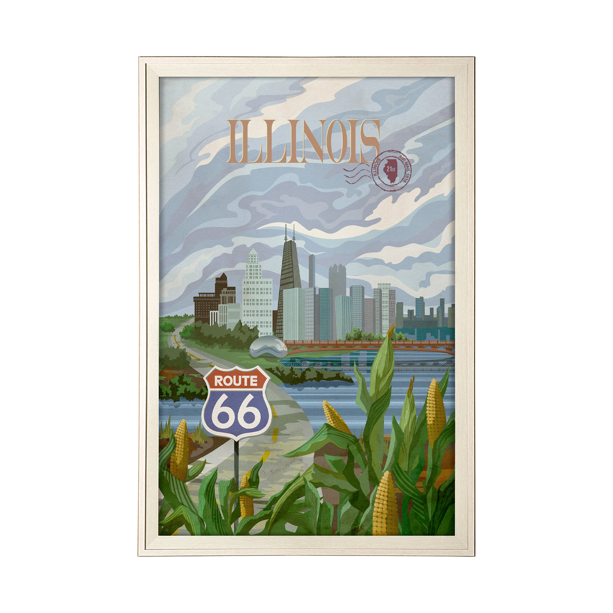 Illinois Go USA (XL) by Mercana Studio a Hand Embellished Decograph Framed Art Print under Glass from Mercana - Luna Furniture