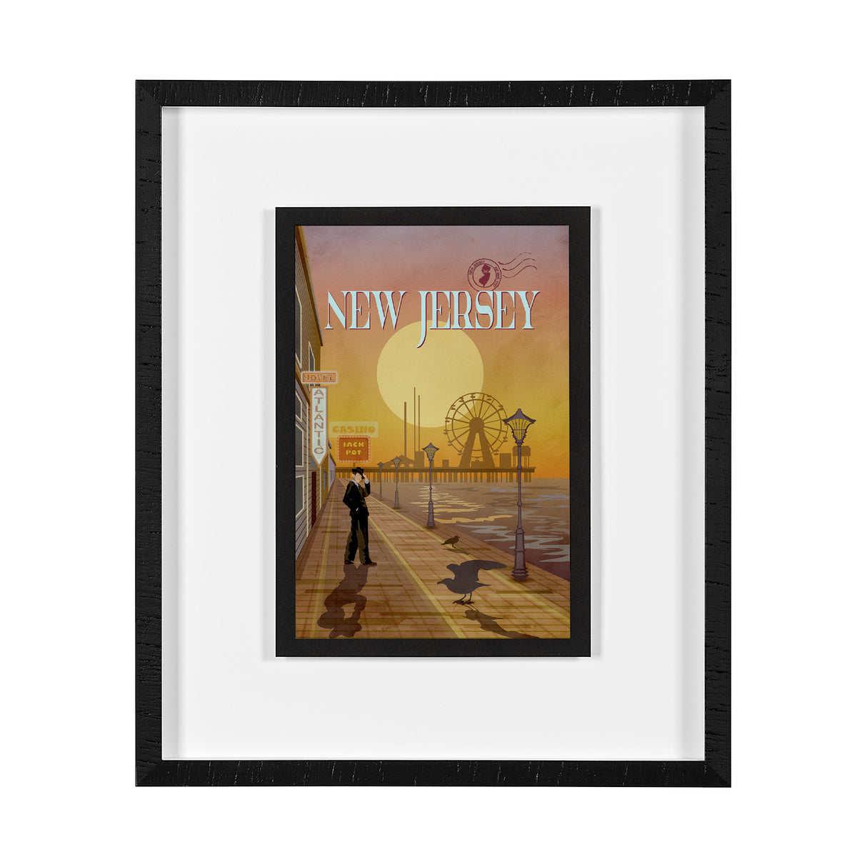 New Jersey Go USA (M) by Mercana Studio a Framed Art Print Matted under Glass from Mercana - Luna Furniture