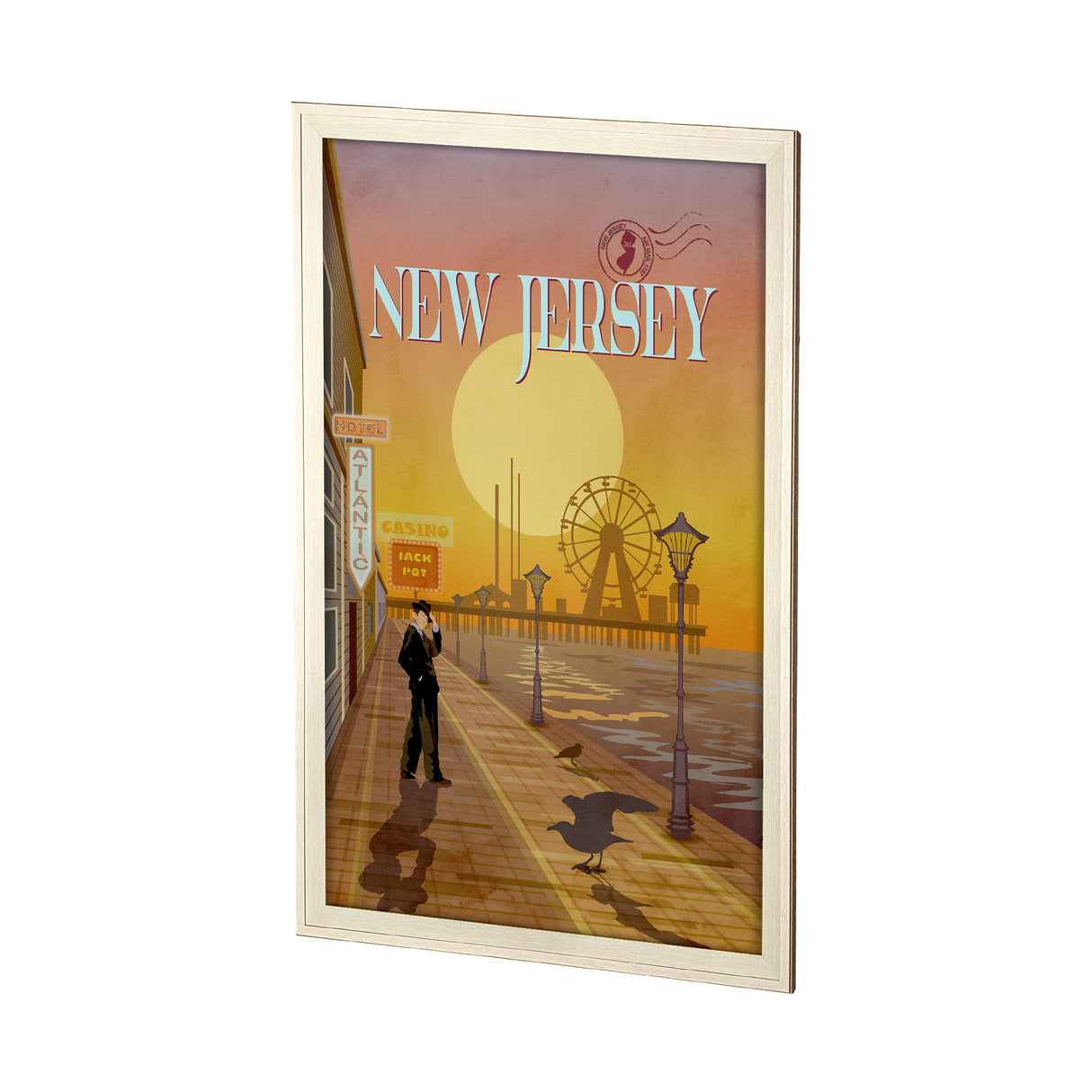 New Jersey Go USA (XL) by Mercana Studio a Hand Embellished Decograph Framed Art Print under Glass from Mercana - Luna Furniture