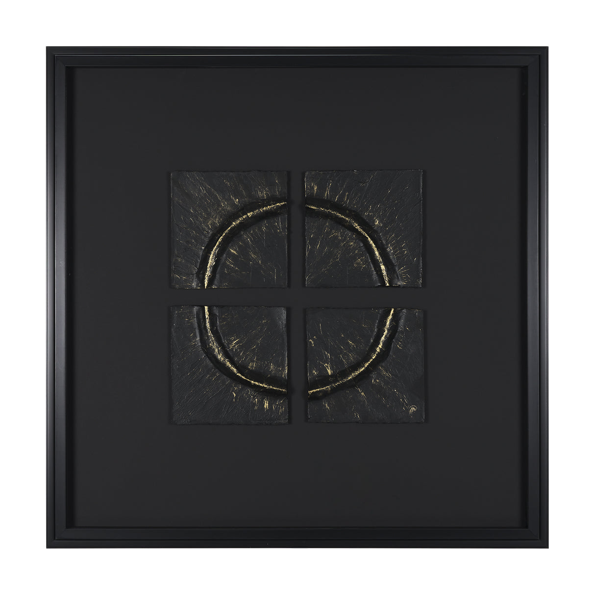 Equal Quadrants Black by Studio M a handmade Original Framed 3D Textured Artwork under Glass from Mercana - Luna Furniture