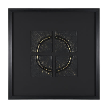 Equal Quadrants Black by Studio M a handmade Original Framed 3D Textured Artwork under Glass from Mercana - Luna Furniture