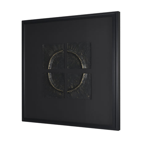 Equal Quadrants Black by Studio M a handmade Original Framed 3D Textured Artwork under Glass from Mercana - Luna Furniture