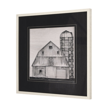 Barn Buildings II by Mercana Studio a Hand Embellished Textured Framed Art Print Matted under Glass from Mercana - Luna Furniture