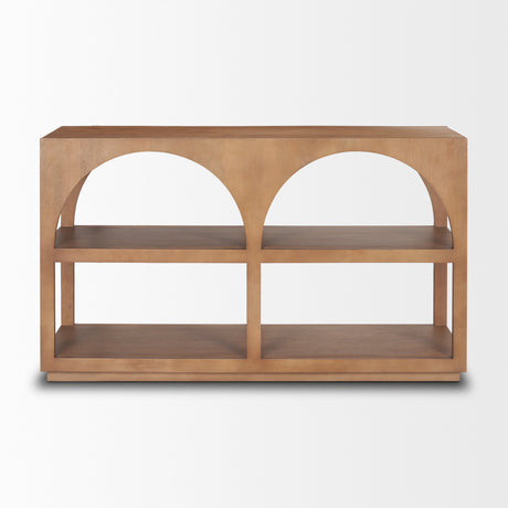 Bela Small Arched Console Table Medium Brown Wood from Mercana - Luna Furniture