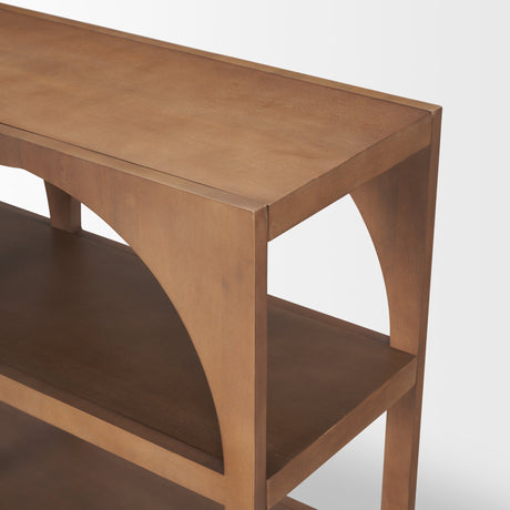 Bela Small Arched Console Table Medium Brown Wood from Mercana - Luna Furniture