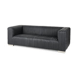 Ricciardo Black Leather Wrapped Three Seater Sofa 82.5L x 38.5W x 26.5H from Mercana - Luna Furniture