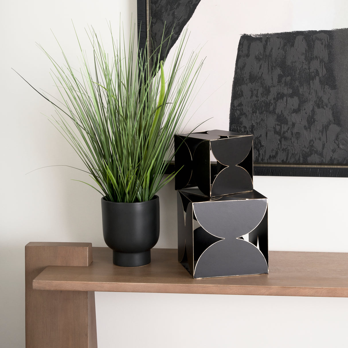 Darren (Large) 8L x 8W Black Metal Decorative Cube from Mercana - Luna Furniture