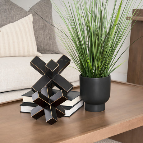 Abel (Large) 9L x 9W Black Metal Jack W/ Gold Accents from Mercana - Luna Furniture