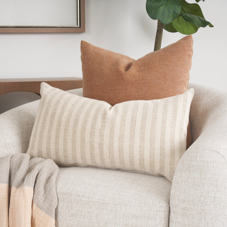 Jace Cream w/ Beige Stripe Lumbar Decorative Pillow Cover from Mercana - Luna Furniture
