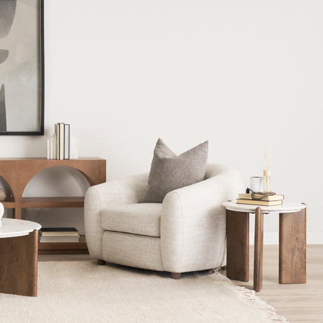 Rumer Dark Brown Wood w/ White Marble Side Table from Mercana - Luna Furniture