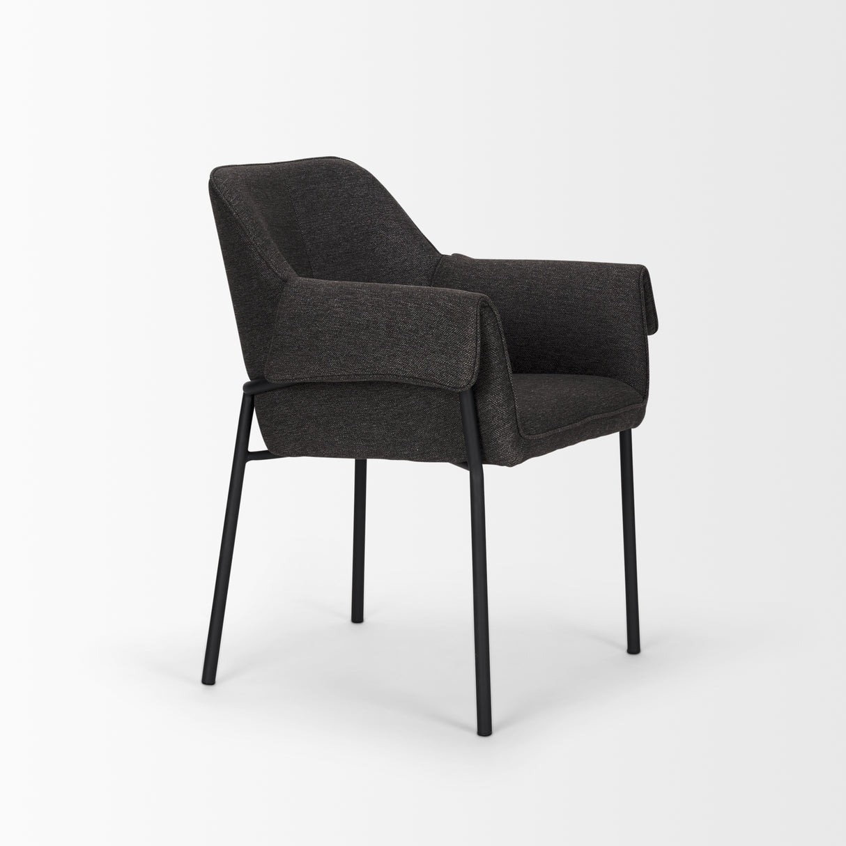 Brently Dining Chair w/ Gray Fabric & Matte Black Metal Legs, Set of 2 from Mercana - Luna Furniture
