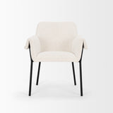 Brently Dining Chair w/ Cream Boucle Fabric & Matte Black Metal Legs, Set of 2 from Mercana - Luna Furniture