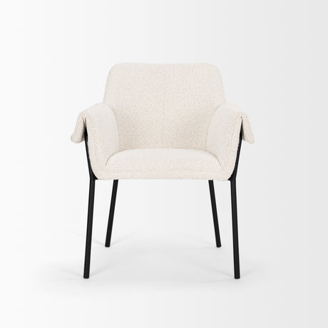 Brently Dining Chair w/ Cream Boucle Fabric & Matte Black Metal Legs, Set of 2 from Mercana - Luna Furniture