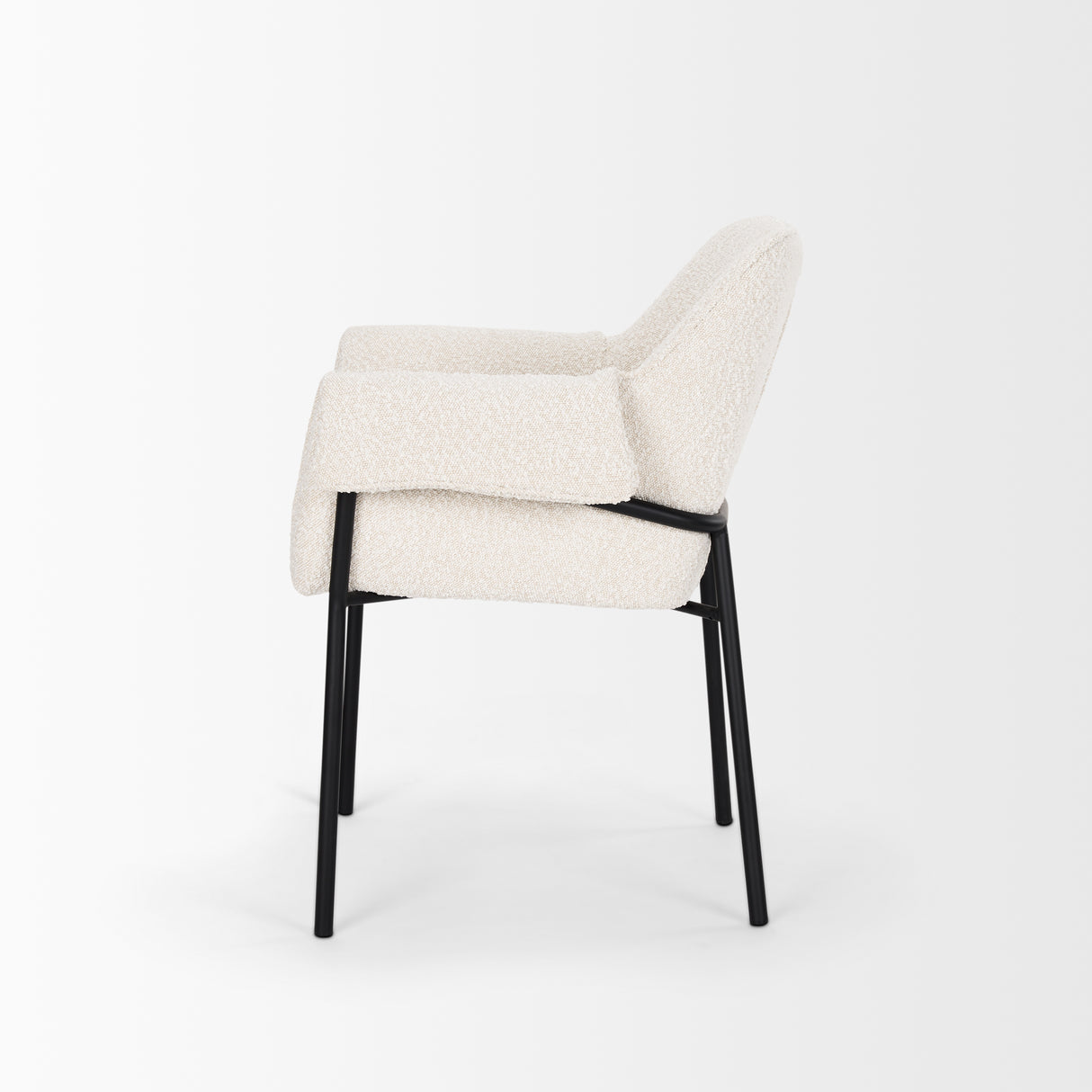 Brently Dining Chair w/ Cream Boucle Fabric & Matte Black Metal Legs, Set of 2 from Mercana - Luna Furniture