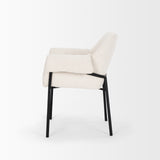 Brently Dining Chair w/ Cream Boucle Fabric & Matte Black Metal Legs, Set of 2 from Mercana - Luna Furniture